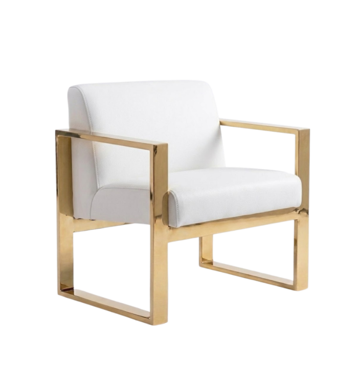 Romeo armchair - Gold frame with white leather