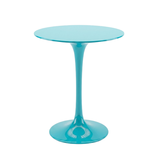 Fly cocktail table aqua blue rental