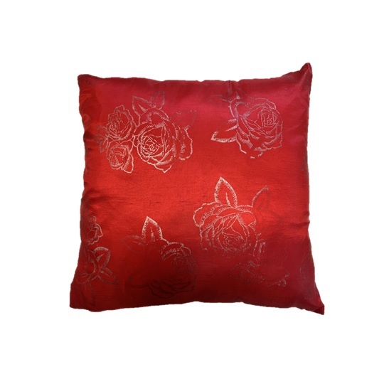 pillow red silver rose