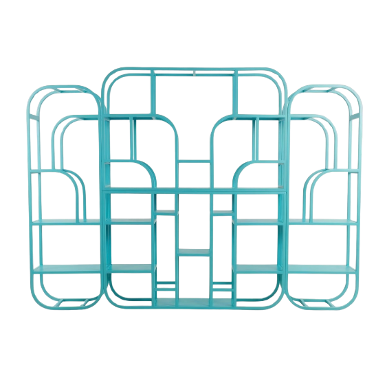 Paco back bar shelves aqua blue rental