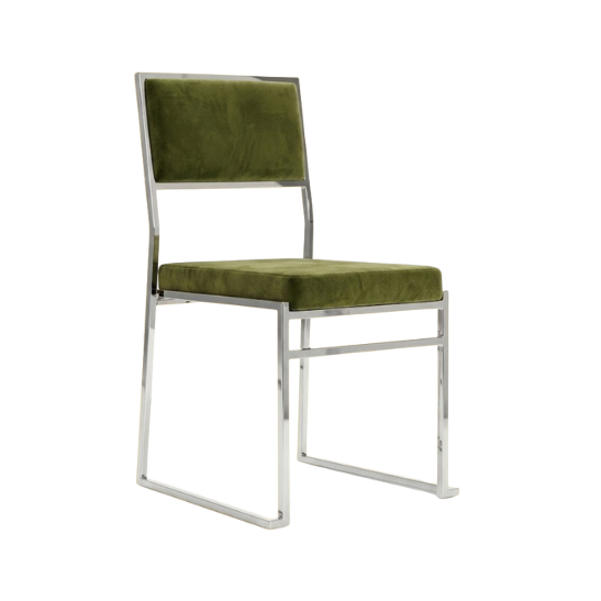 Yoyoma chair - Silver frame with green velvet pads