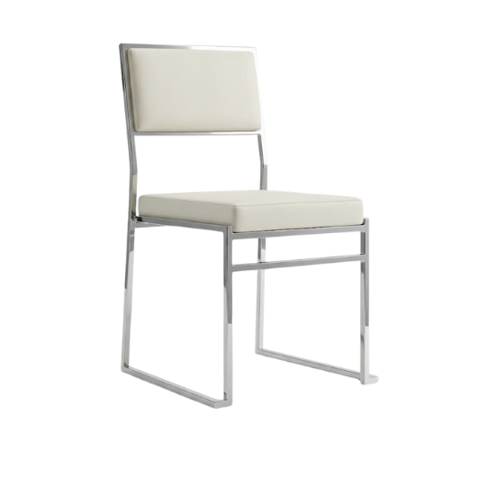 Yoyoma chair - Silver frame with white leather pads