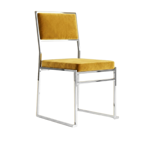 Yoyoma chair - Silver frame with orange velvet pads