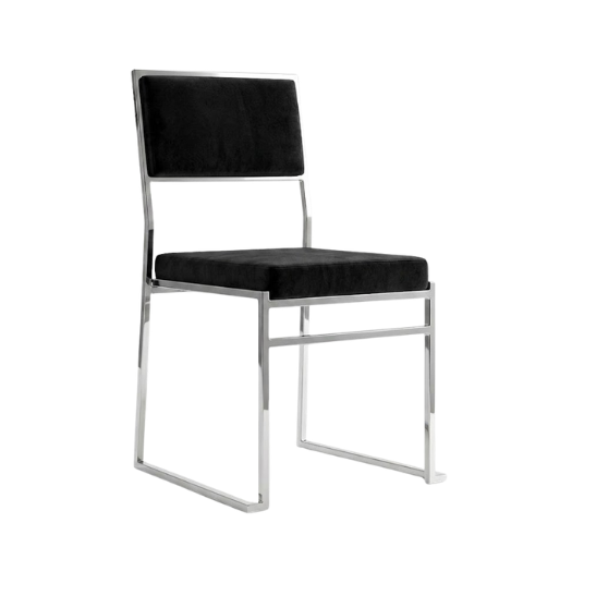 Yoyoma chair - Silver frame with black velvet pads