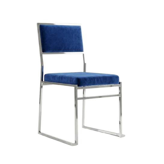 Yoyoma chair - Silver frame with blue velvet pads