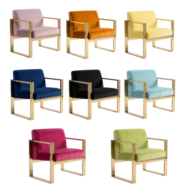 Romeo armchair - Gold frame with colored velvet