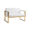 Romeo loveseat - Gold frame with white leather