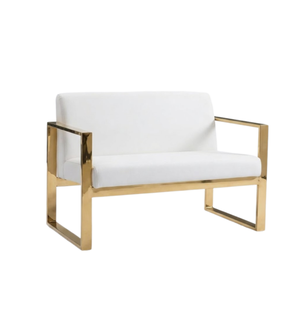 Romeo loveseat - Gold frame with white leather