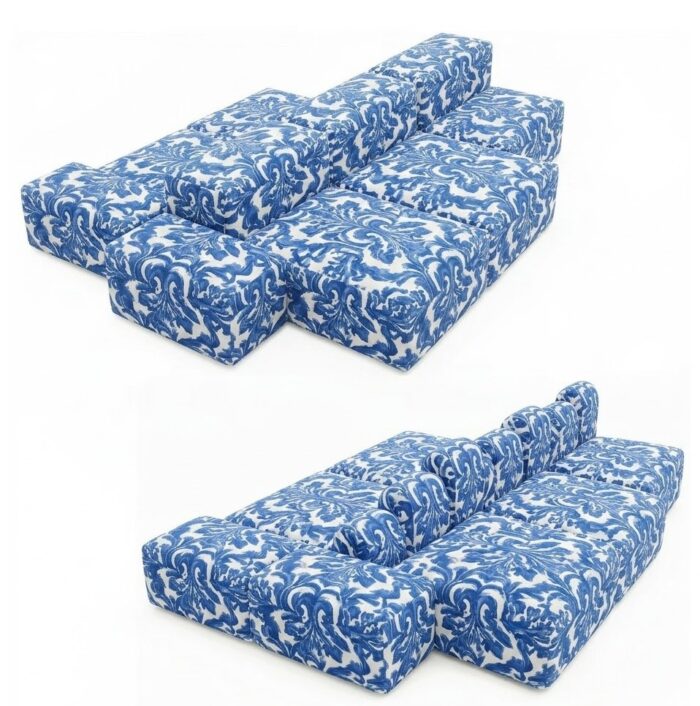 Union square modular lounge Azulejos - White & blue