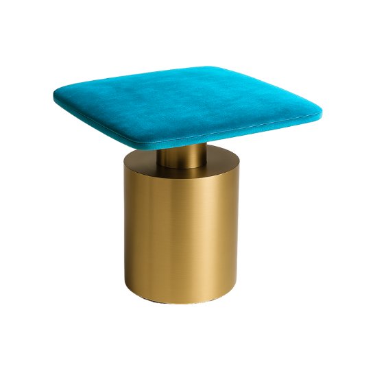 Regatta coffee table - Aqua blue top, brushed gold base