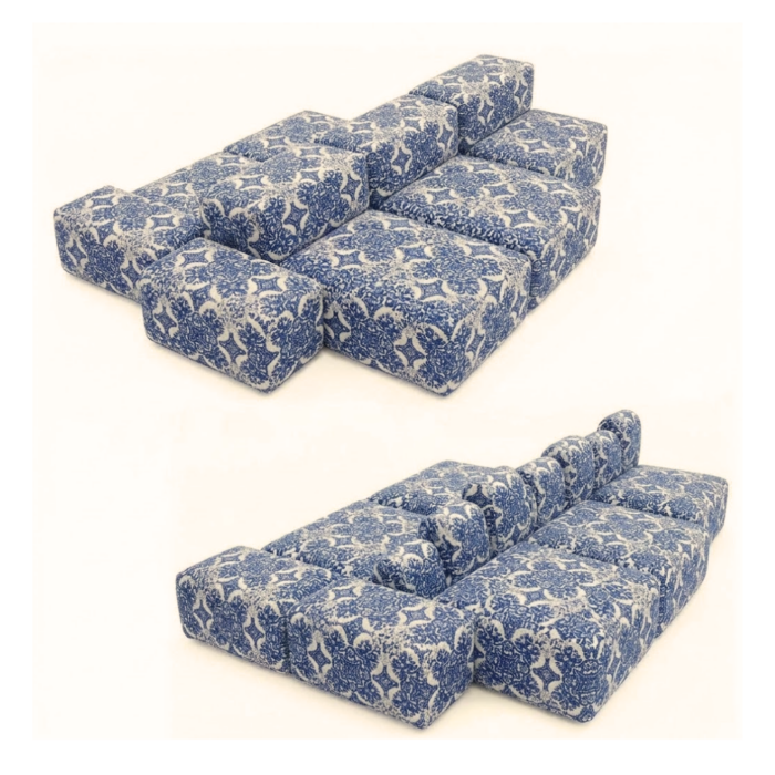 Union square modular lounge Azulejos - White & blue