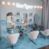 Lotus chair - White leather with chrome base