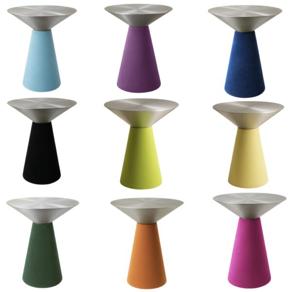 Gyza coffee table silver top with colored skirts