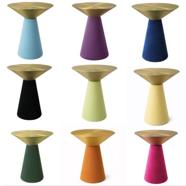 Gyza coffee table gold top with colored skirt