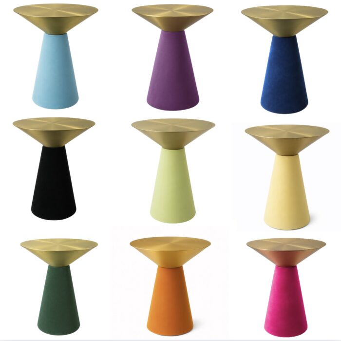 Gyza coffee table gold top with colored skirt