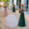Nefertiti cocktail table - Gold top with green velvet base
