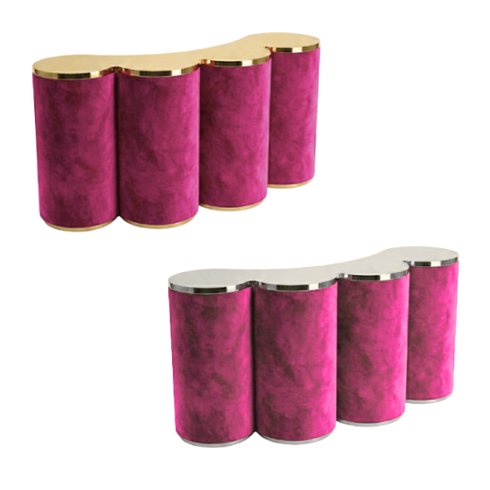 beluga magenta Beluga curved bar magenta pink velvet