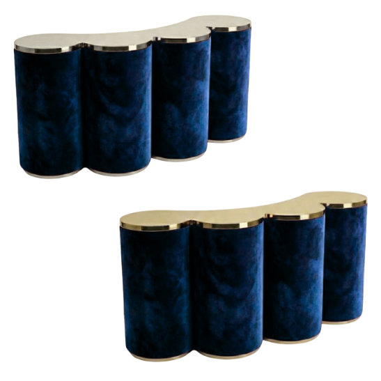 beluga navy blue Beluga curved bar navy blue velvet