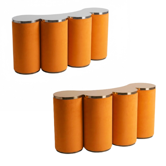 Beluga curved bar orange velvet