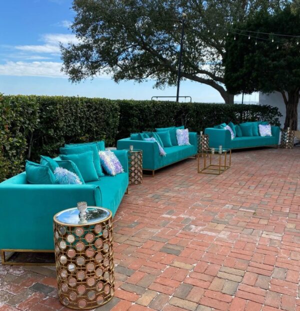 Velours sofa – Aqua blue
