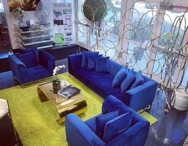 Velours sofa – Navy blue