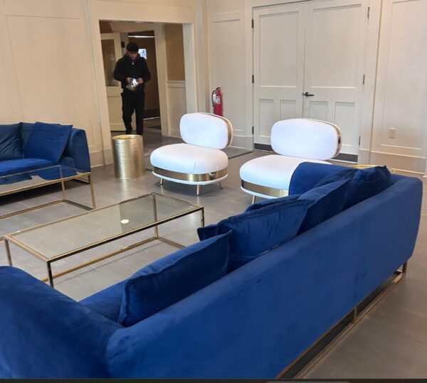 Velours sofa – Navy blue