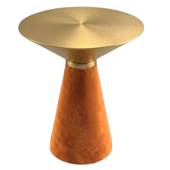 Nefertiti cocktail table - Gold top with orange velvet base