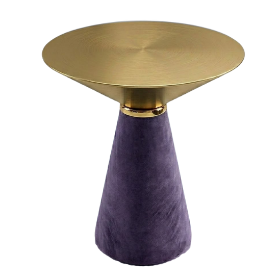 Nefertiti cocktail table - Gold top with purple velvet base