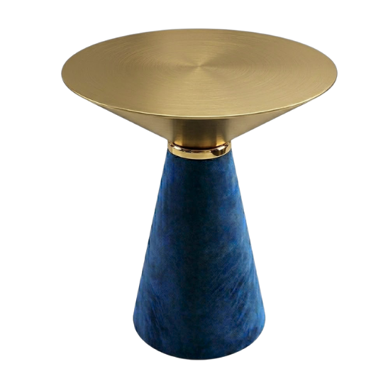 Nefertiti cocktail table - Gold top with navy blue velvet base