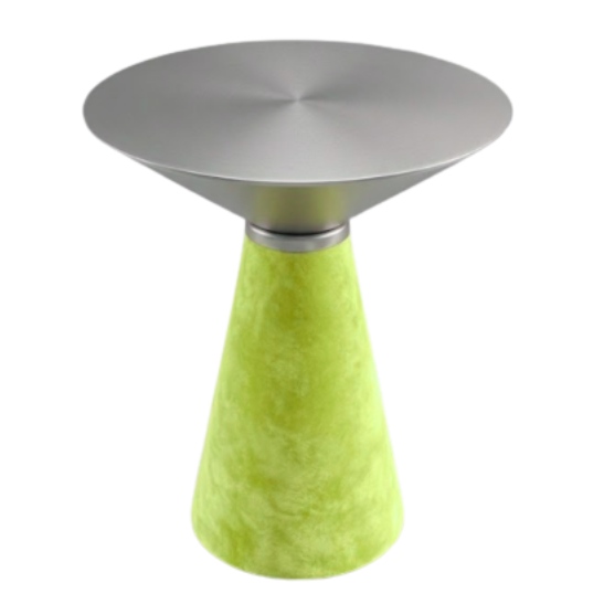 Nefertiti cocktail table - Silver top with lime velvet base