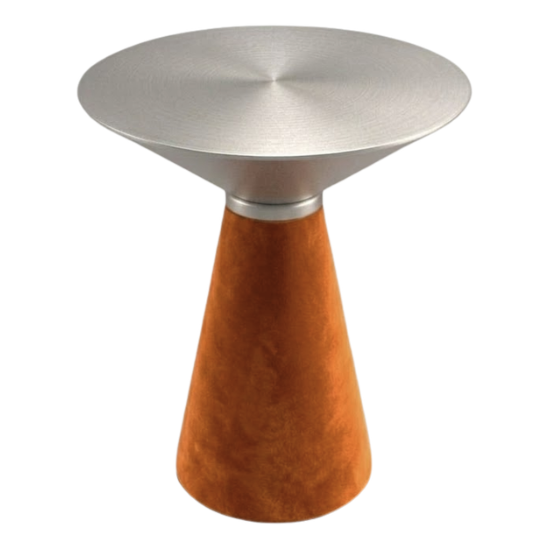 Nefertiti cocktail table - Silver top with orange velvet base