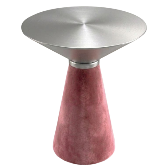 Nefertiti cocktail table - Silver top with blush velvet base