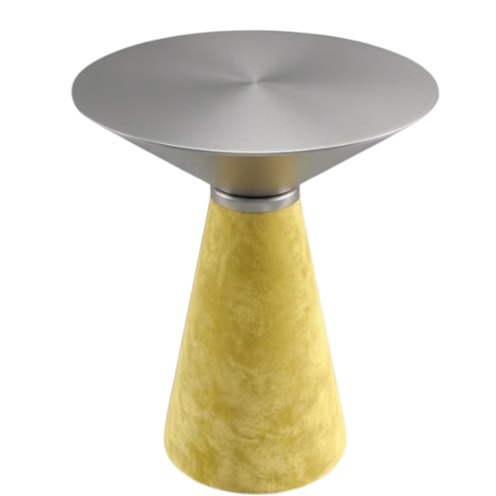 Nefertiti cocktail table - Silver top with yellow velvet base