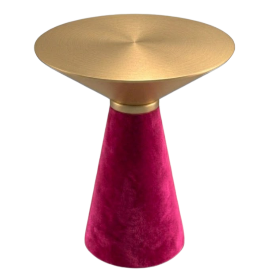Nefertiti cocktail table - Gold top with magenta velvet base