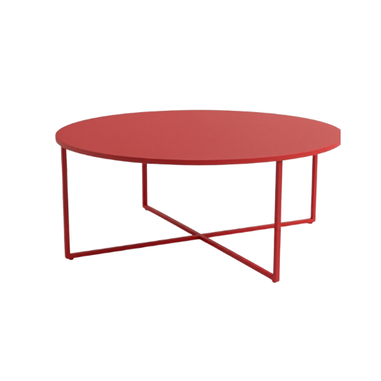 Disk coffee table red rental
