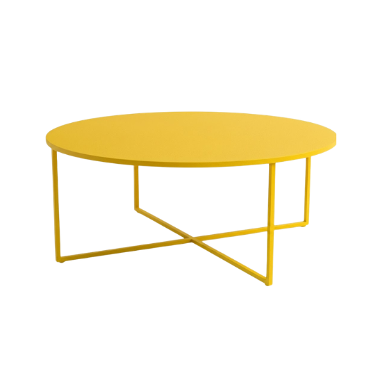 Disk coffee table yellow rental