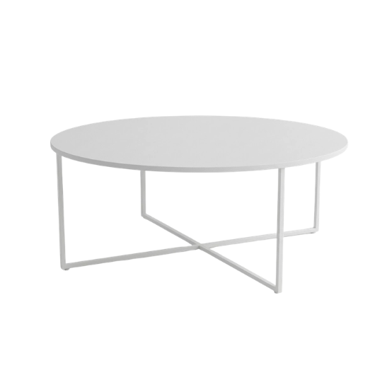 Disk coffee table white rental