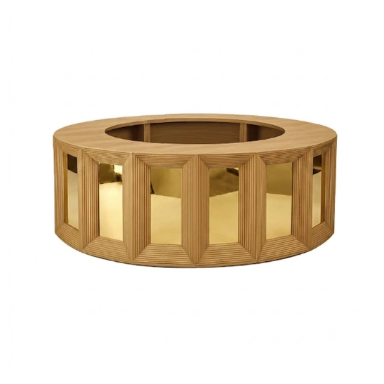 Coliseum rounded bar gold mirror panels rental